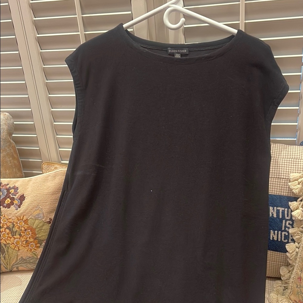 Eileen Fisher Black Cap Sleeve Muscle Tee